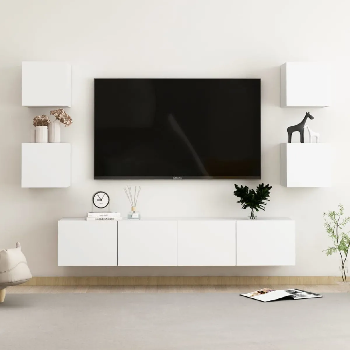 Non Communiqué Blanc Ensemble De Meubles Tv 6 Pcs Bois D Ingénierie - Image 3