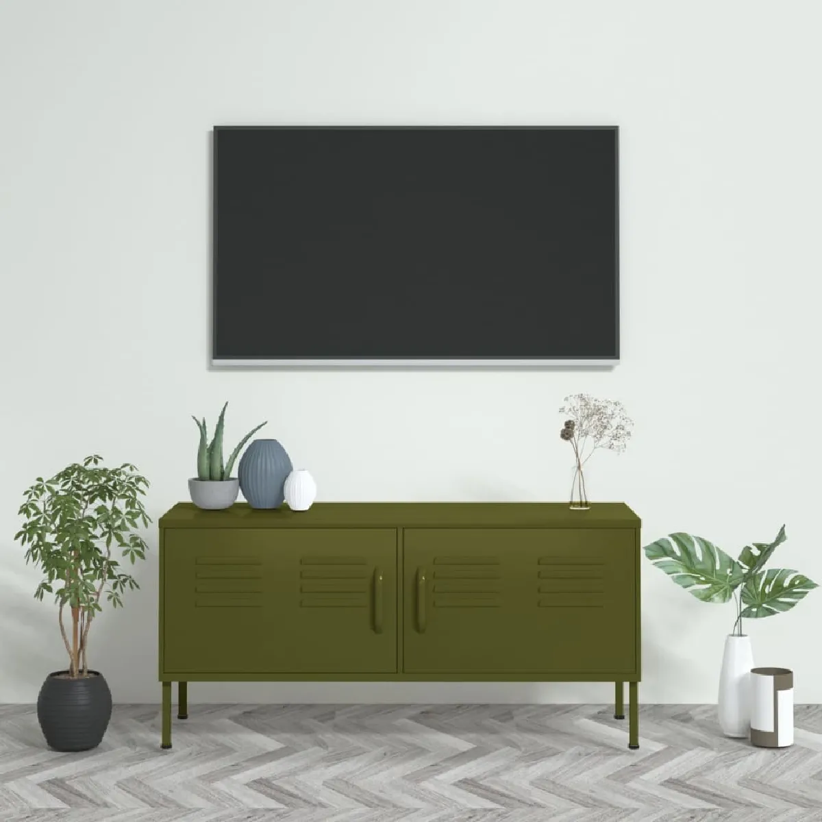 Vidaxl Meuble TV Vert Olive 105 cm