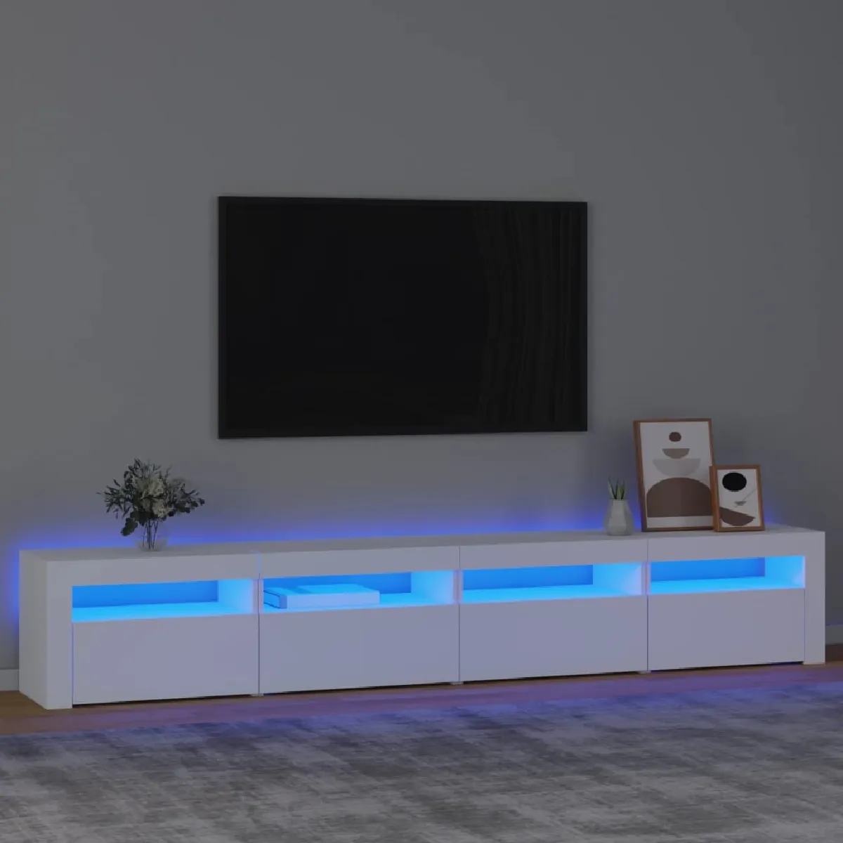 vidaXL Meuble TV avec lumières LED 240x35x40 cm - vue 2