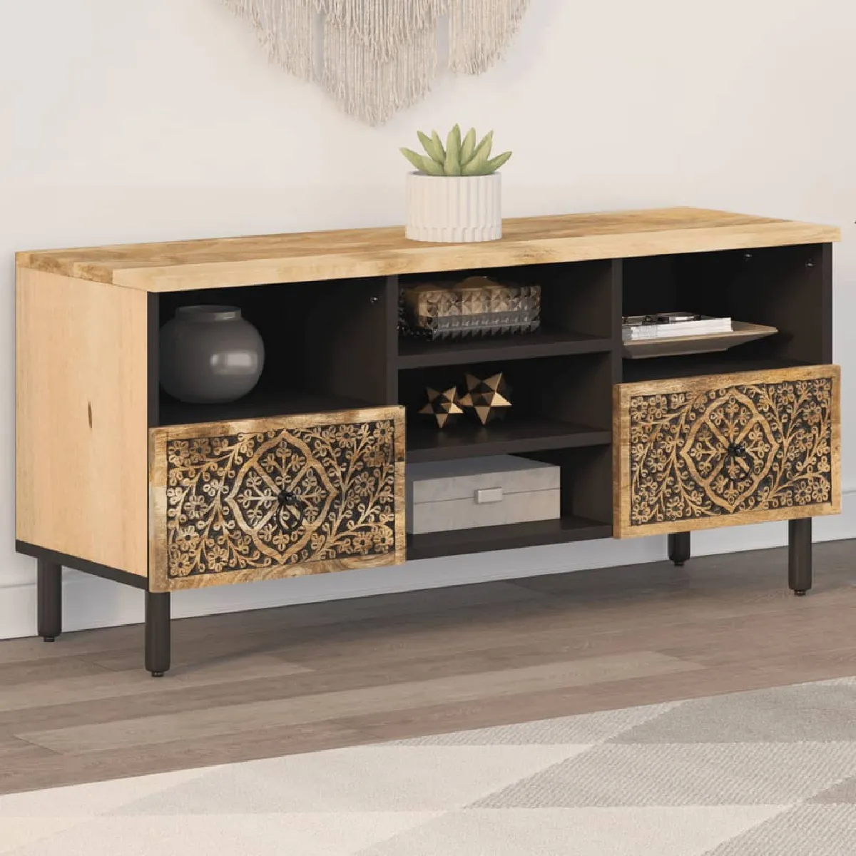 vidaXL Meuble TV 100x33x46 cm Bois de Manguier