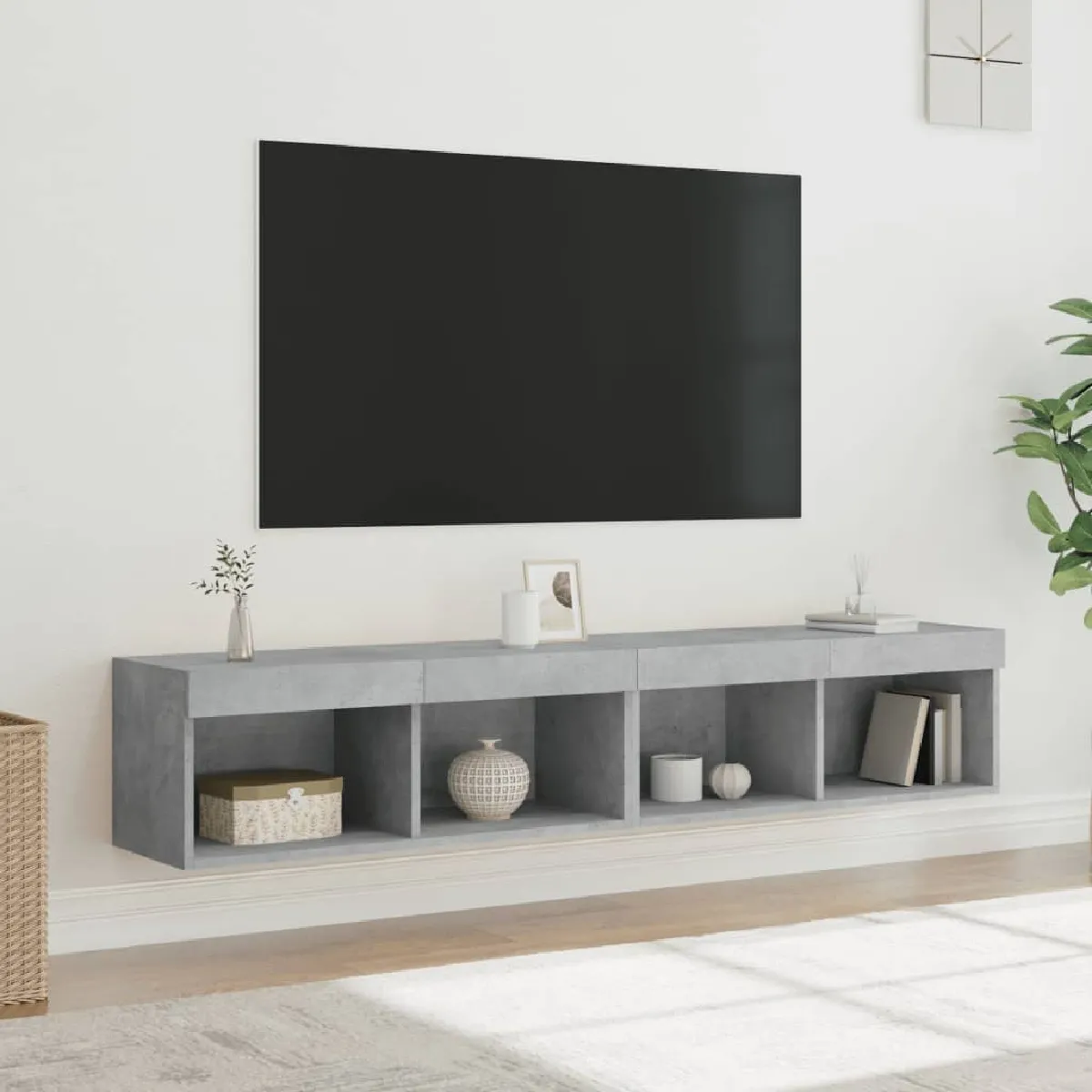 vidaXL Meubles TV avec LED 2 pcs - Gris béton