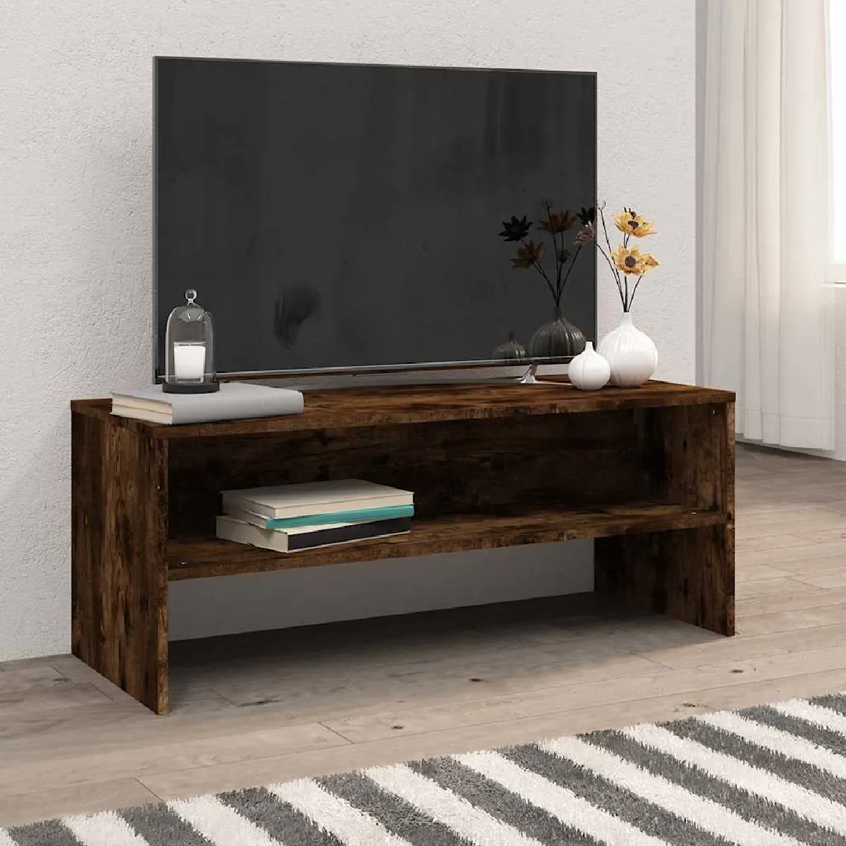 Non Communiqué Chêne Fumé Meuble Tv 100X40x40 Cm Bois D Ingénierie - Image 3