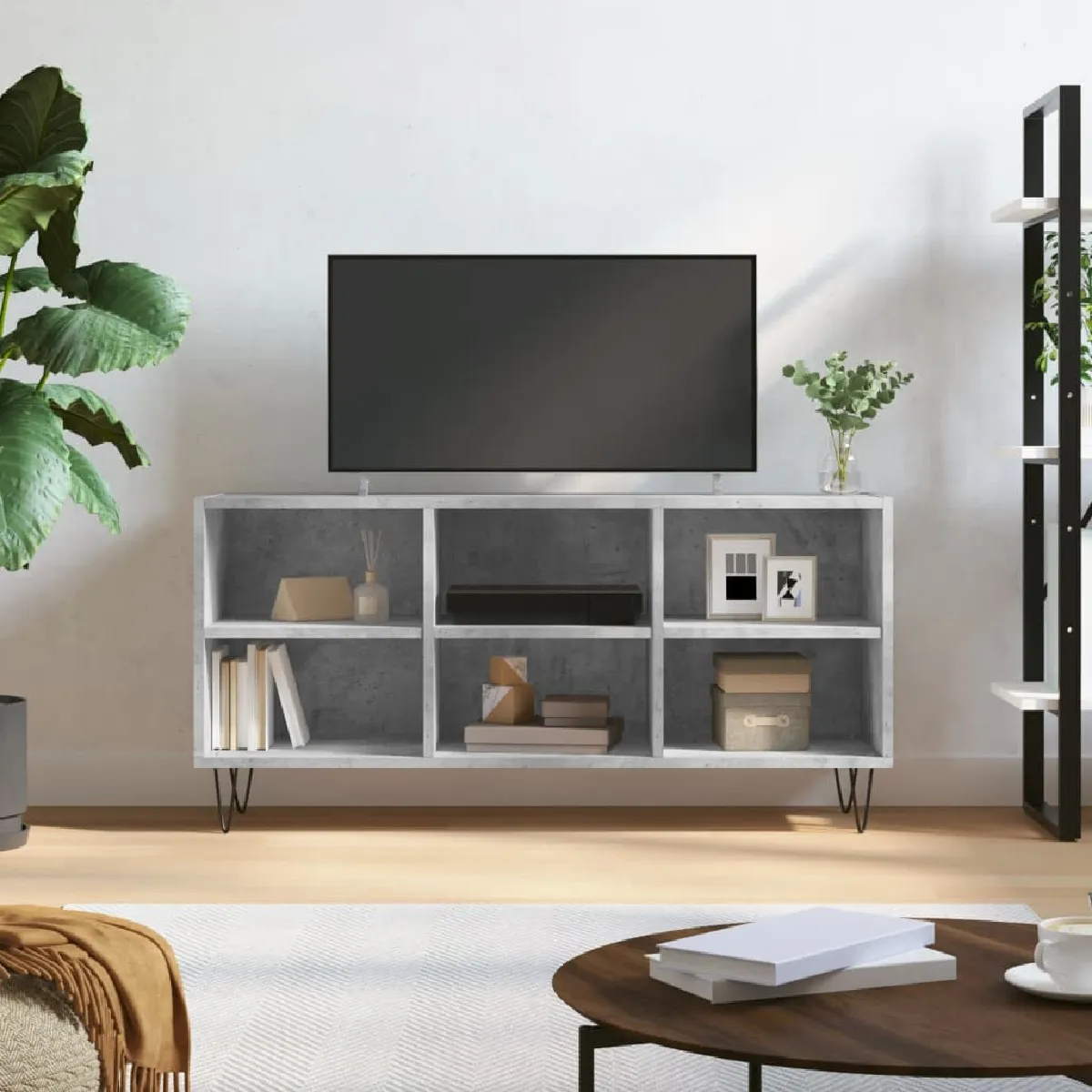 vidaXL Meuble TV gris béton
