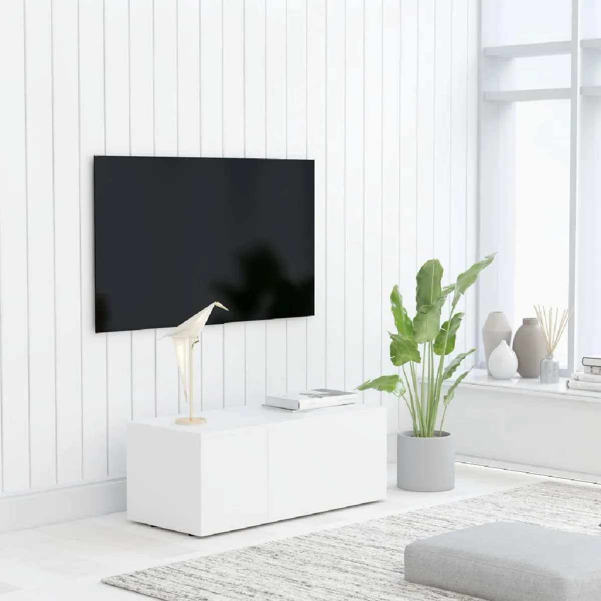 Vidaxl Meuble TV - Blanc 80 cm