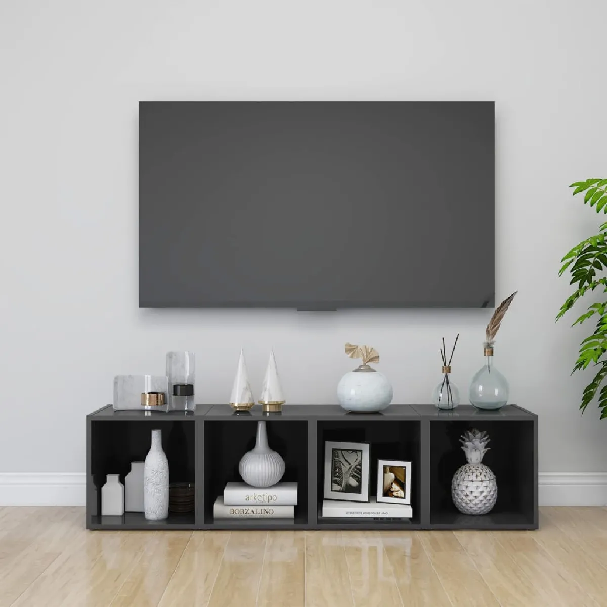 Vidaxl Gris Meubles Tv 4 Pcs - Brillant