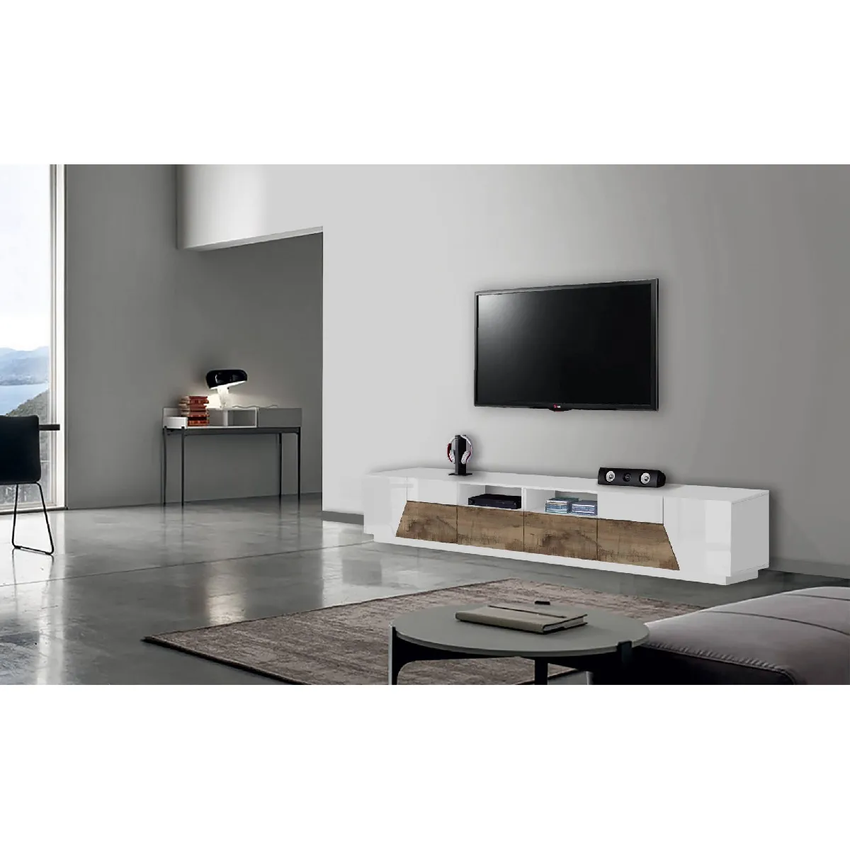 Alter Meuble TV bois moderne - Blanc Alter Meuble TV bois moderne - Blanc