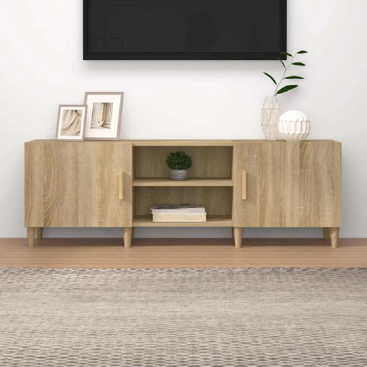 Non Communiqué Marron Meuble Tv Chêne Sonoma 150X30x50 Cm Bois D Ingénierie - Image 3