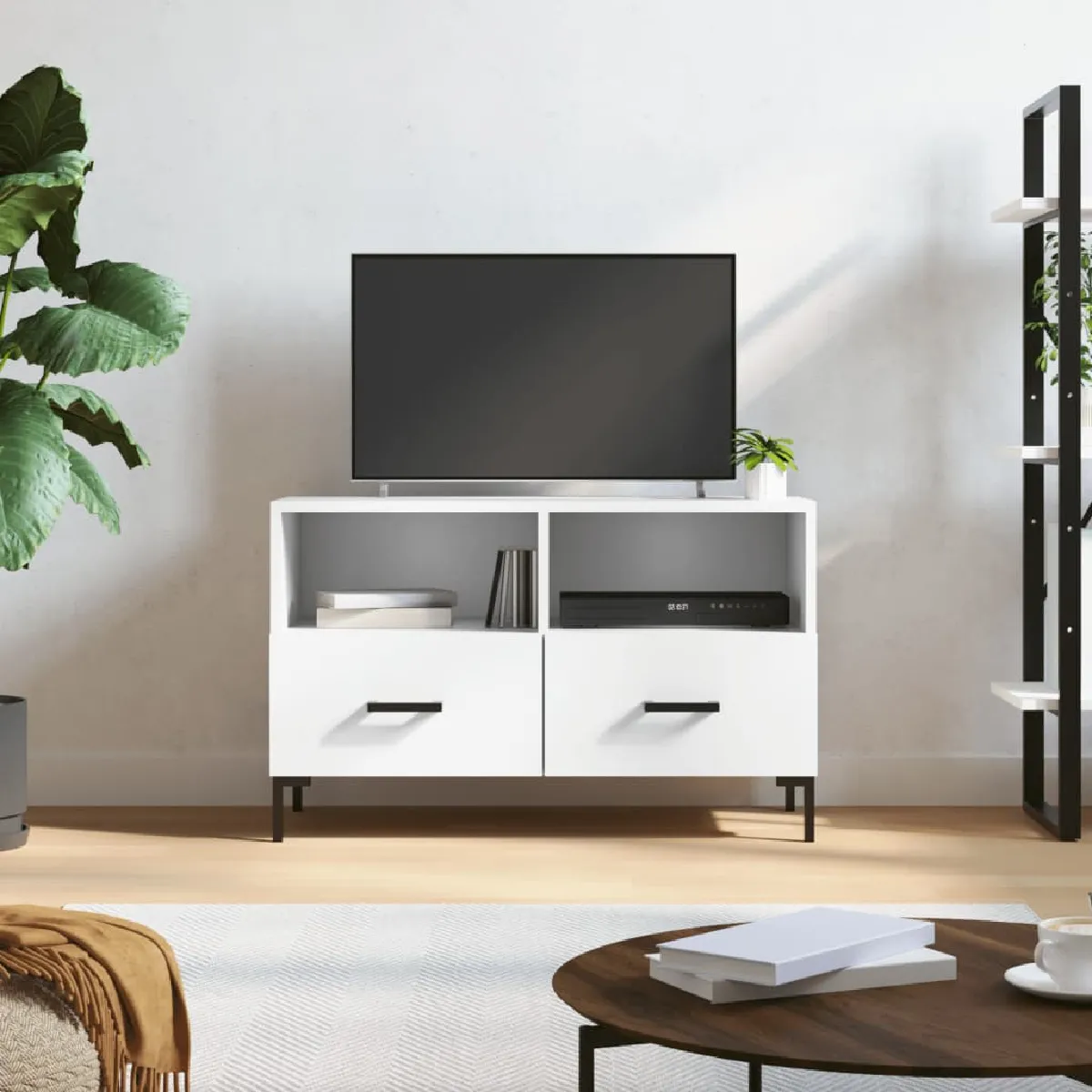 vidaXL - Meuble TV - 80x36x50 cm - Blanc - Image 3