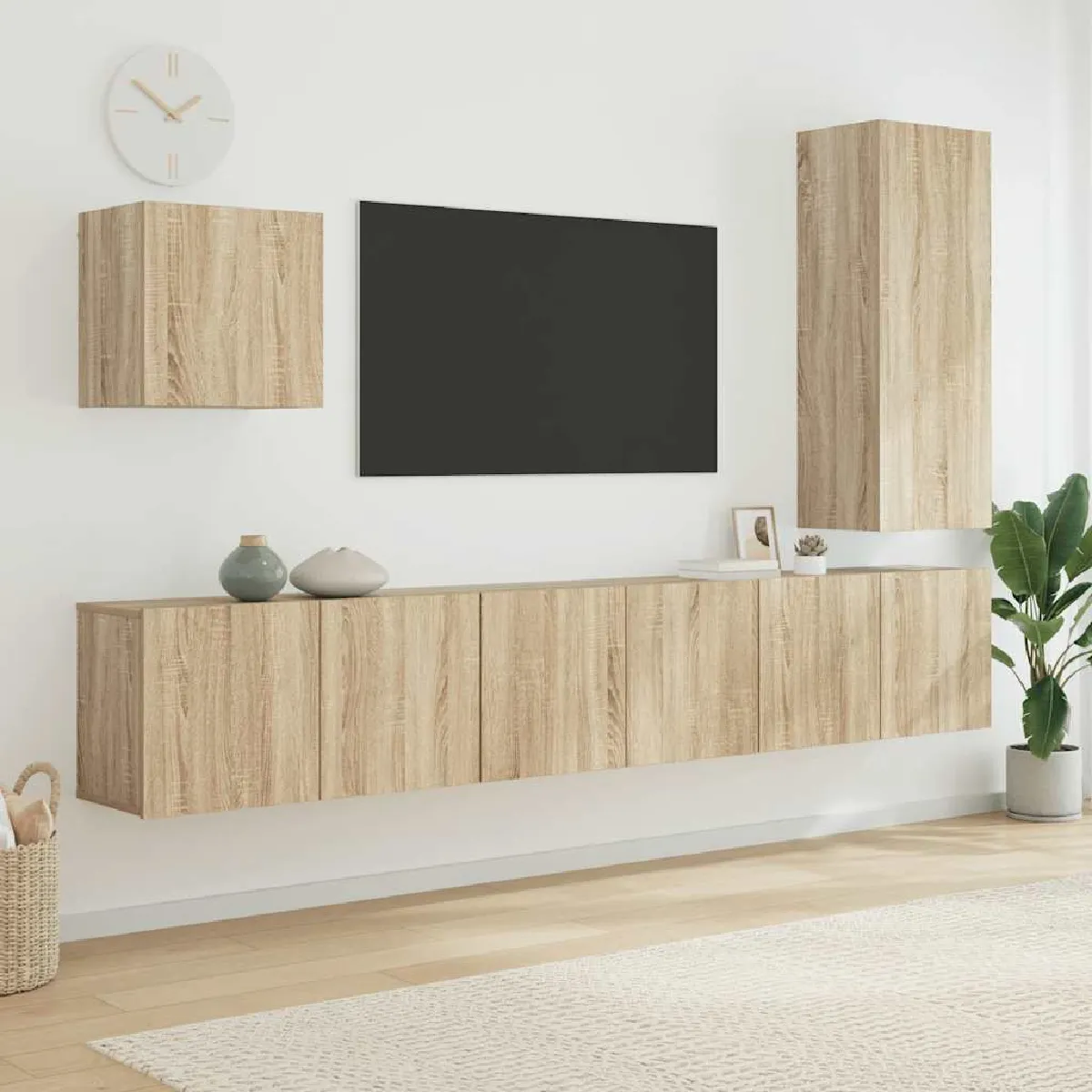 Non Communiqué Marron Vidaxl 5-Delige Tv-Wandmeubelset Bewerkt Hout Sonoma Eikenkleurig3216459 - Image 3