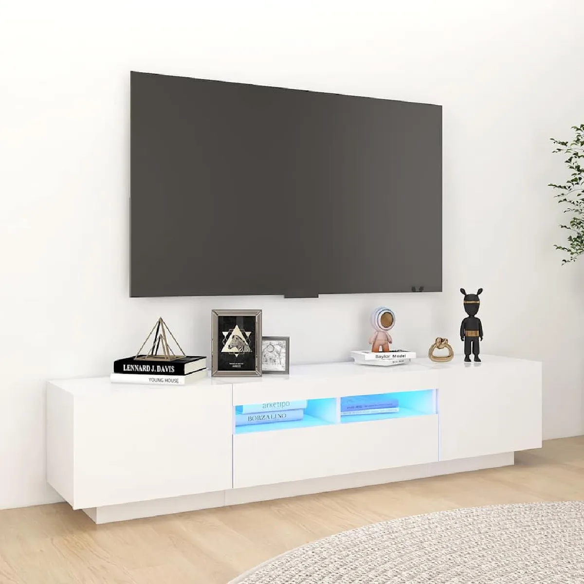 VIDAXL Meuble TV LED Blanc - 180 cm