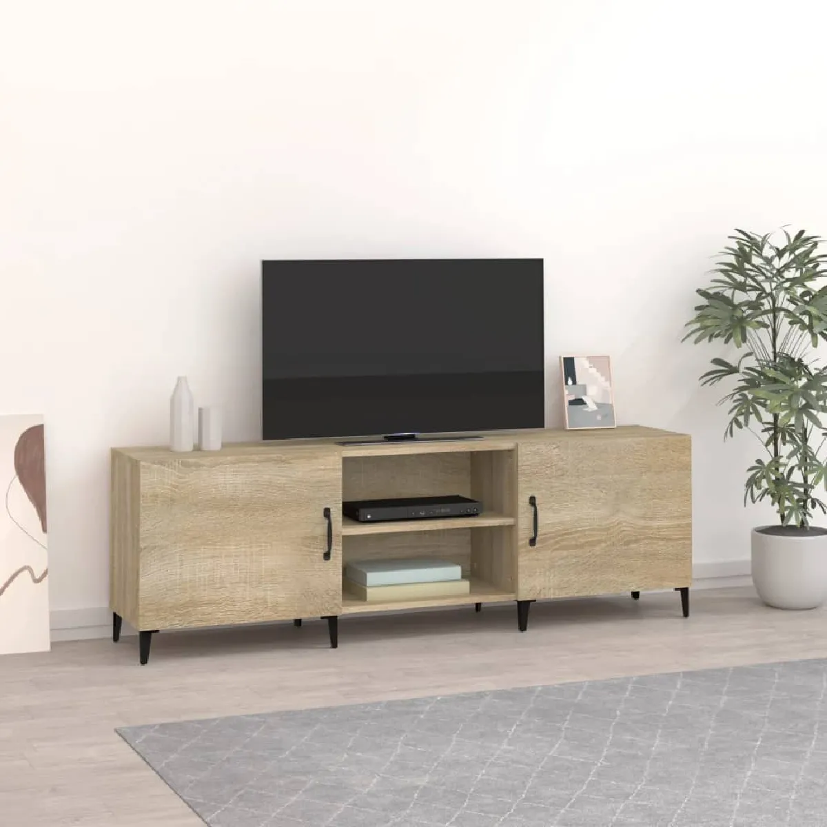 VIDAXL - Meuble TV - Chêne Sonoma - 150x30x50 cm - Image 2