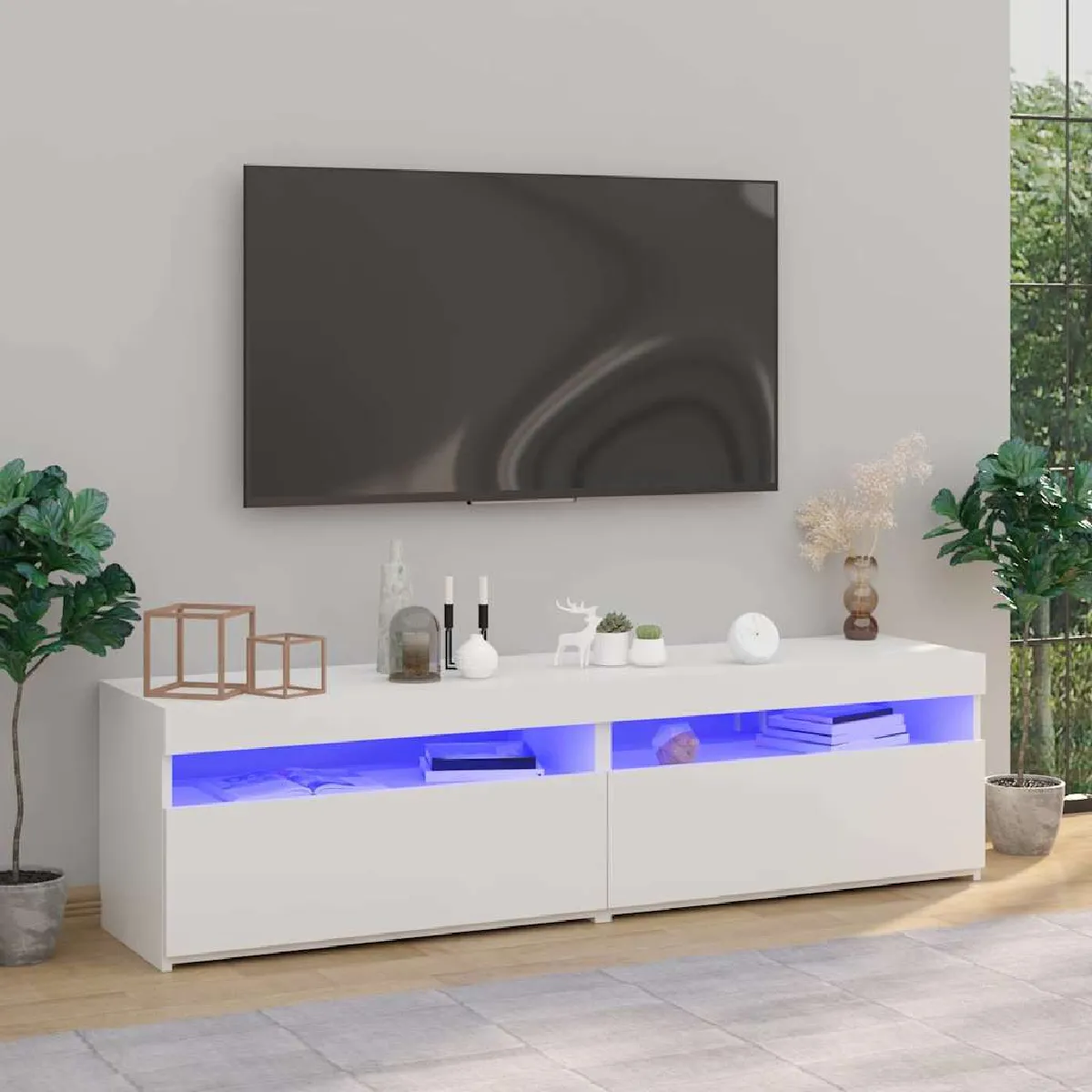 Non Communiqué Blanc Vidaxl Meubles Tv 2 Pcs Avec Lumières Led 75X35x40 Cm804392 - Image 3