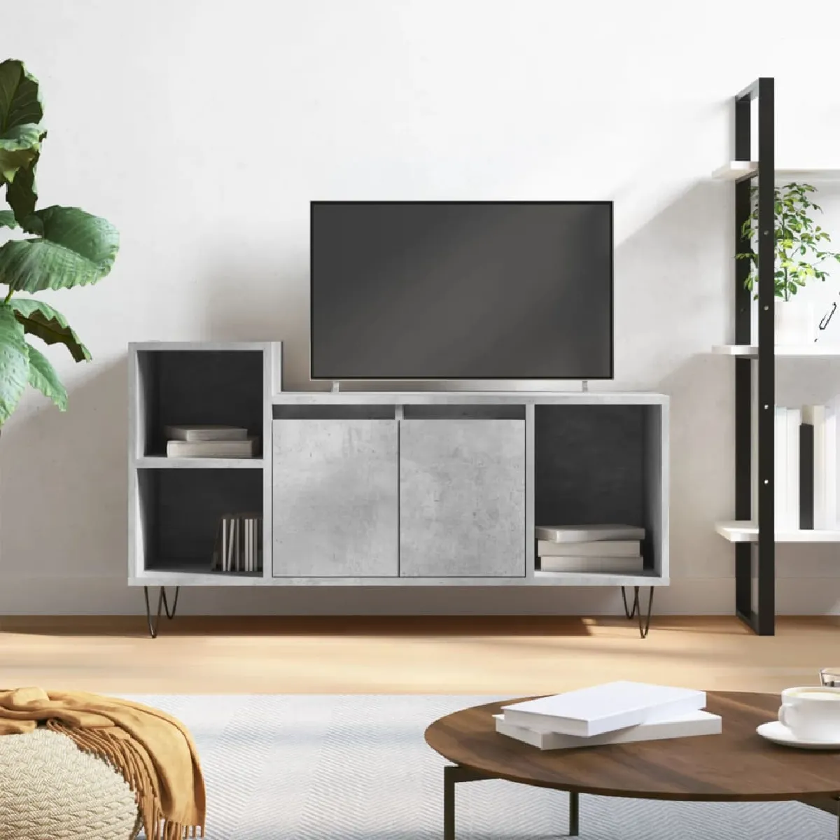 VIDAXL - Meuble TV - Gris béton - 100x35x55 cm - Image 2