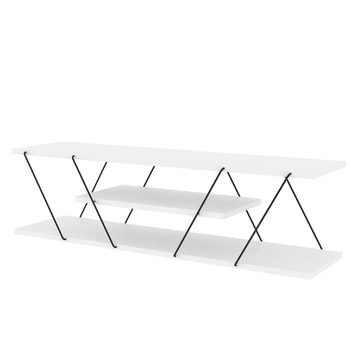 Meuble TV en Mélaminé de style Industriel L.120cm - Blanc Meuble TV en Mélaminé de style Industriel L.120cm - Blanc