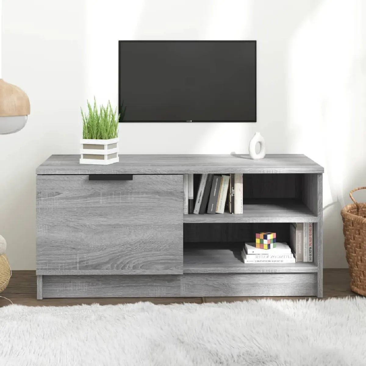 Vidaxl Meuble TV Sonoma gris 80x35x36,5 cm - vue 2