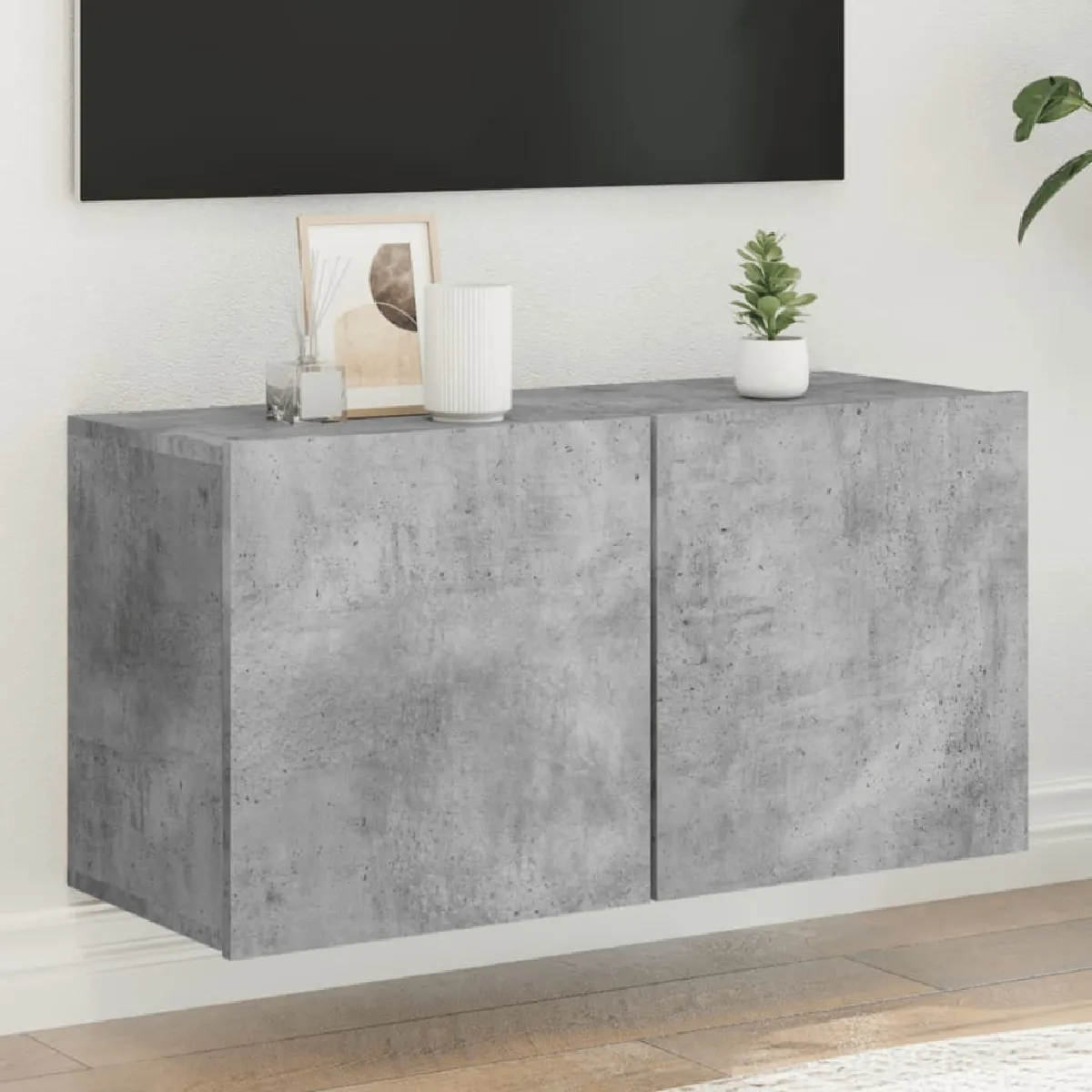 Vidaxl Meuble TV mural Gris béton 80 cm