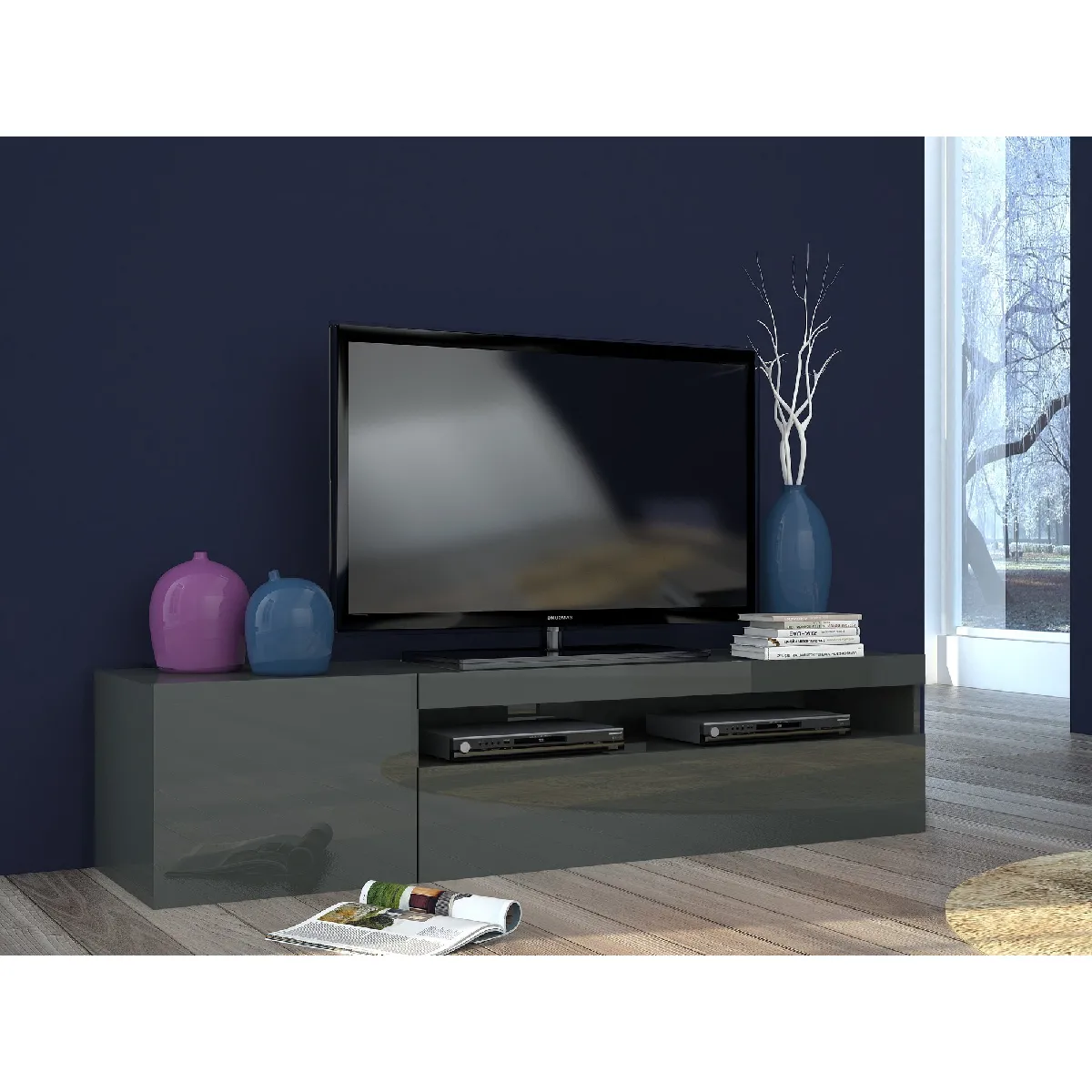 Alter Meuble TV 2 portes - Anthracite Alter Meuble TV 2 portes - Anthracite