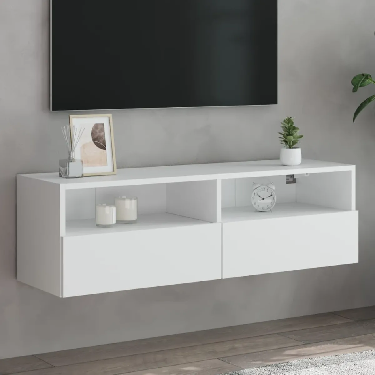 vidaXL Meuble TV mural Blanc
