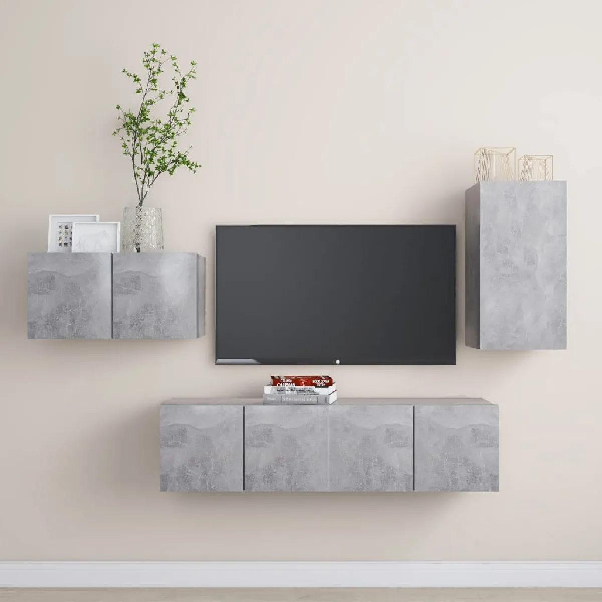 vidaXL Meubles TV béton 4 pcs - vue 2