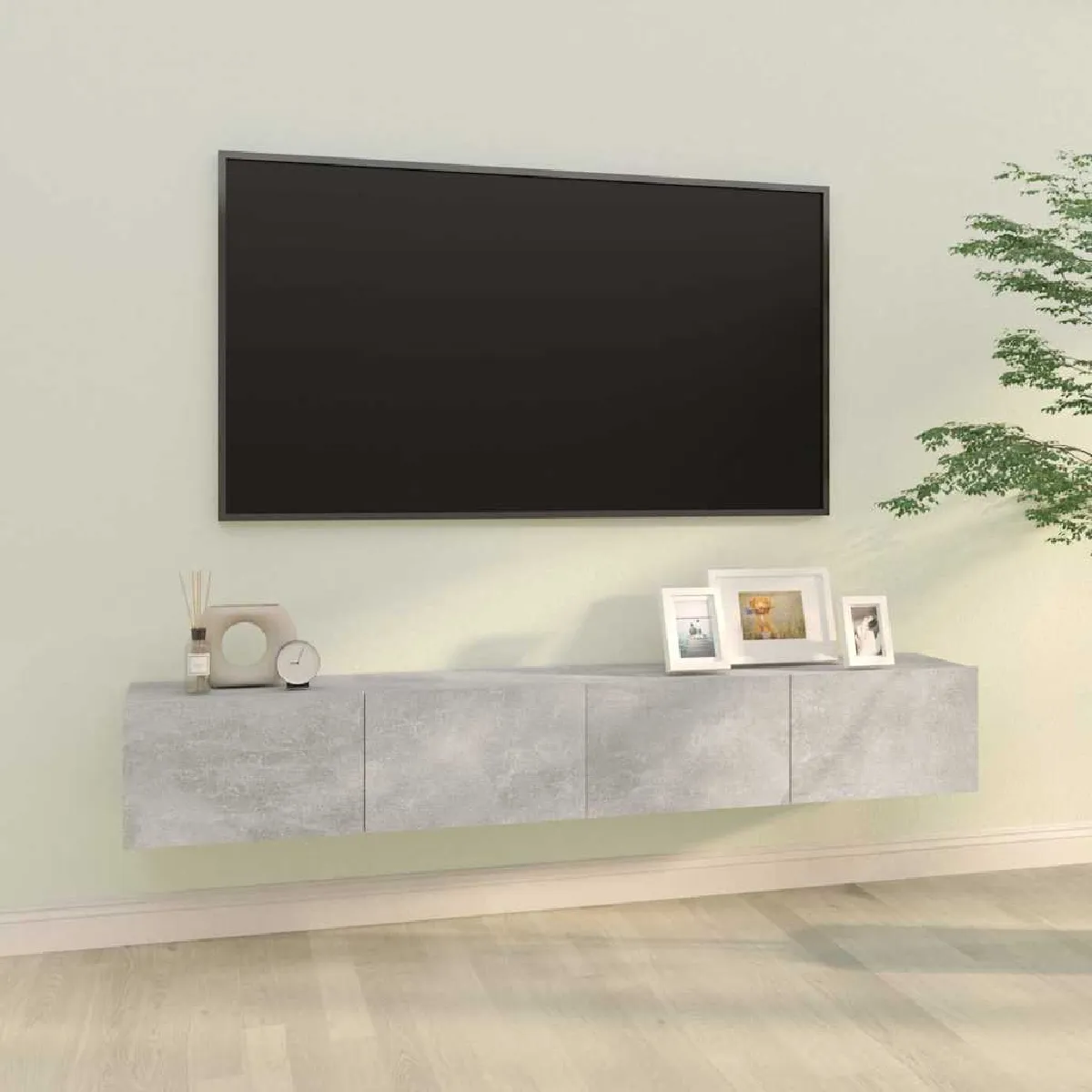 Non Communiqué Gris Meubles Tv 2 Pcs Béton 100X30x30 Cm Bois D Ingénierie - Image 3