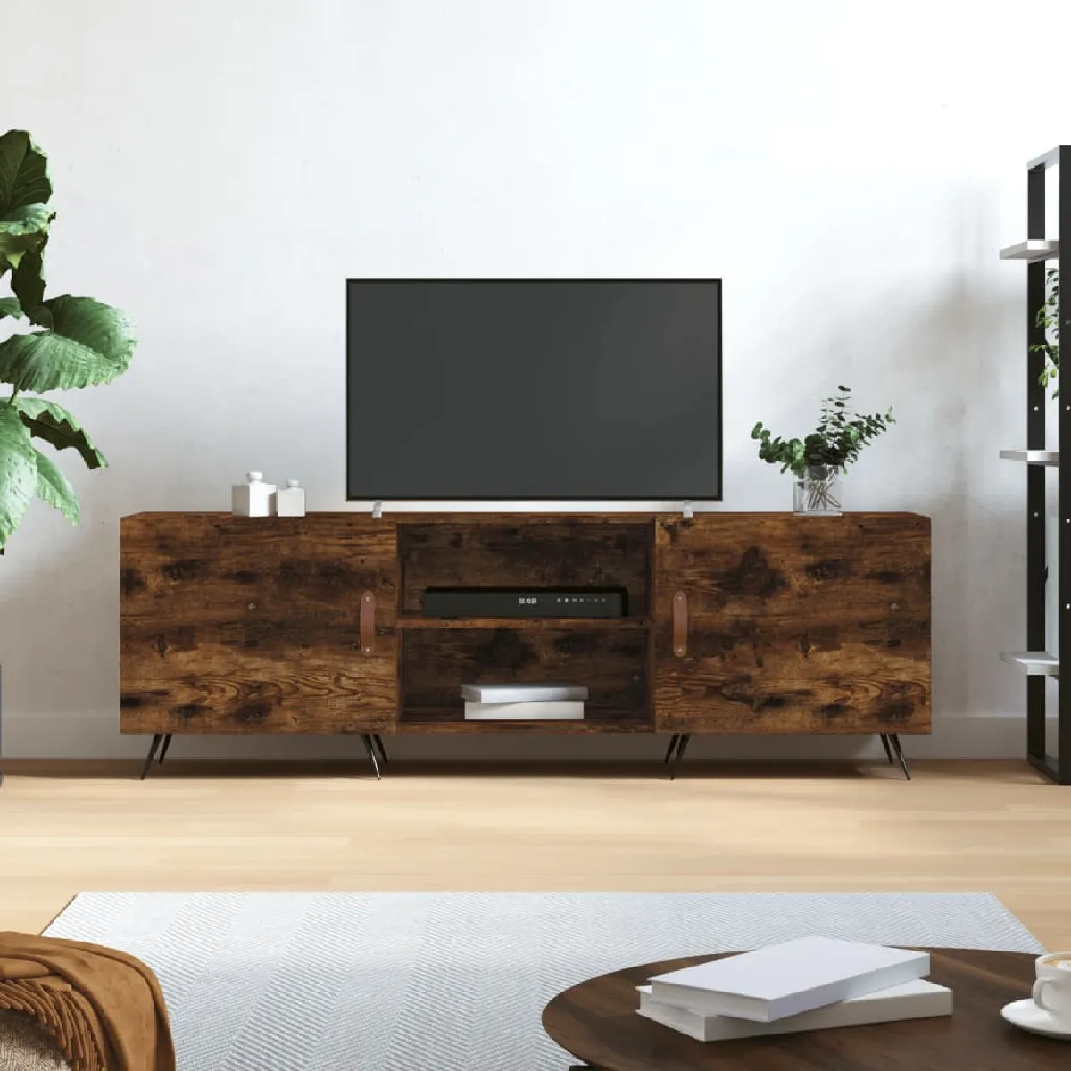 Vidaxl Meuble TV Chêne fumé - 150x30x50 cm - vue 2