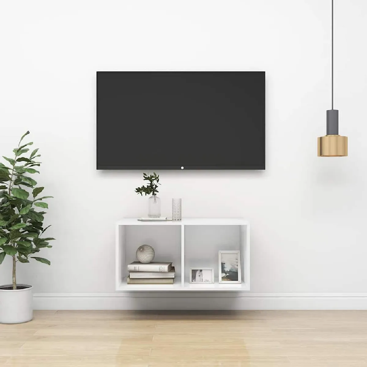 vidaXL - Meuble TV mural - Moderne - Blanc - Image 3