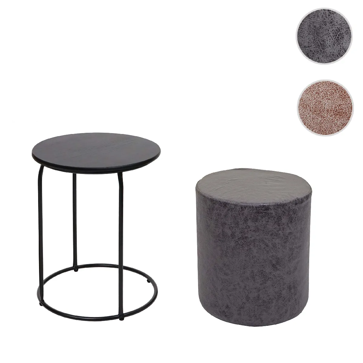 Mendler Gris Lot De Poufs Et Table