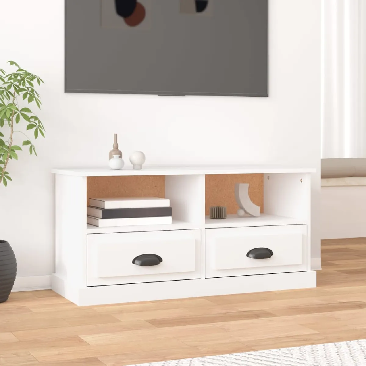 VIDAXL - Meuble TV - 93x35,5x45 cm - Blanc - Image 3