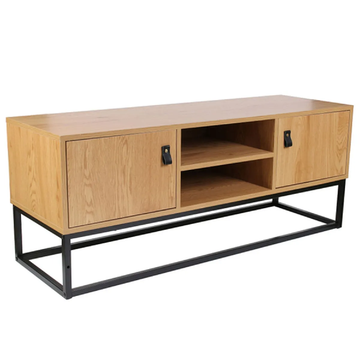 Meuble TV design bois et métal Abbott - L. 117 x H. 48 cm - Noir Meuble TV design bois et métal Abbott - L. 117 x H. 48 cm - Noir