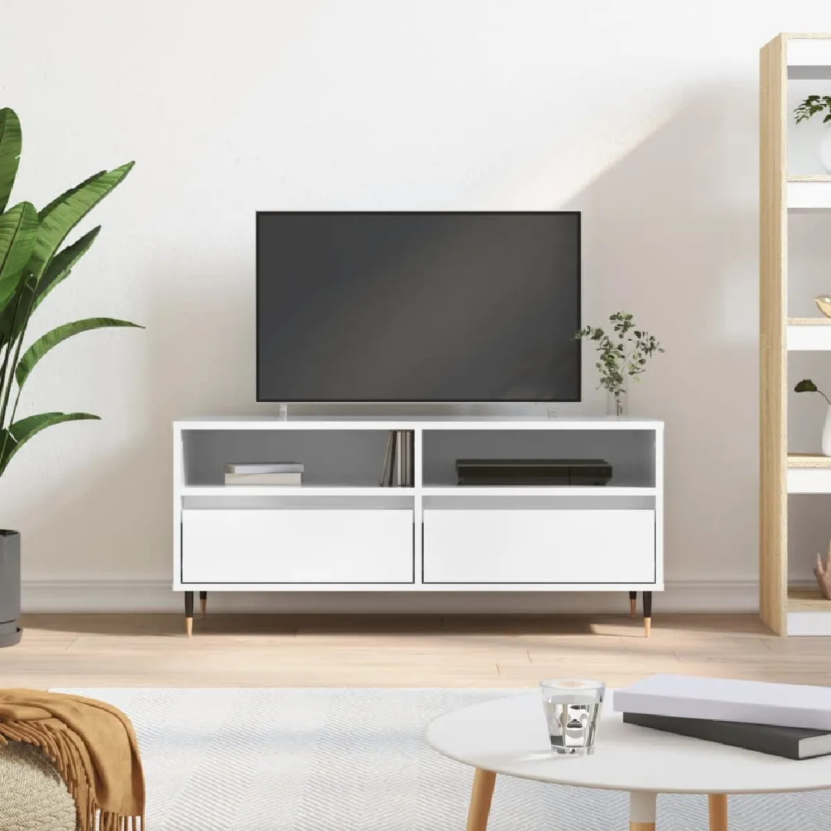 Vidaxl Blanc Meuble Tv - Brillant