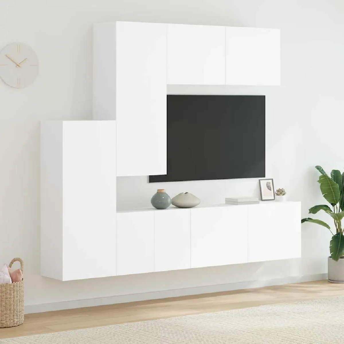 Non Communiqué Blanc Vidaxl 5-Delige Tv-Meubelset Bewerkt Hout Wit3216489 - Image 2