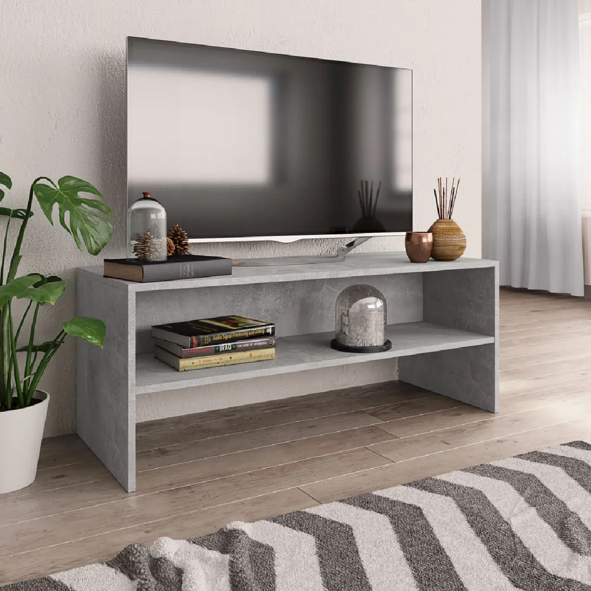 Vidaxl Meuble TV Gris béton 100x40x40 cm Bois d’ingénierie