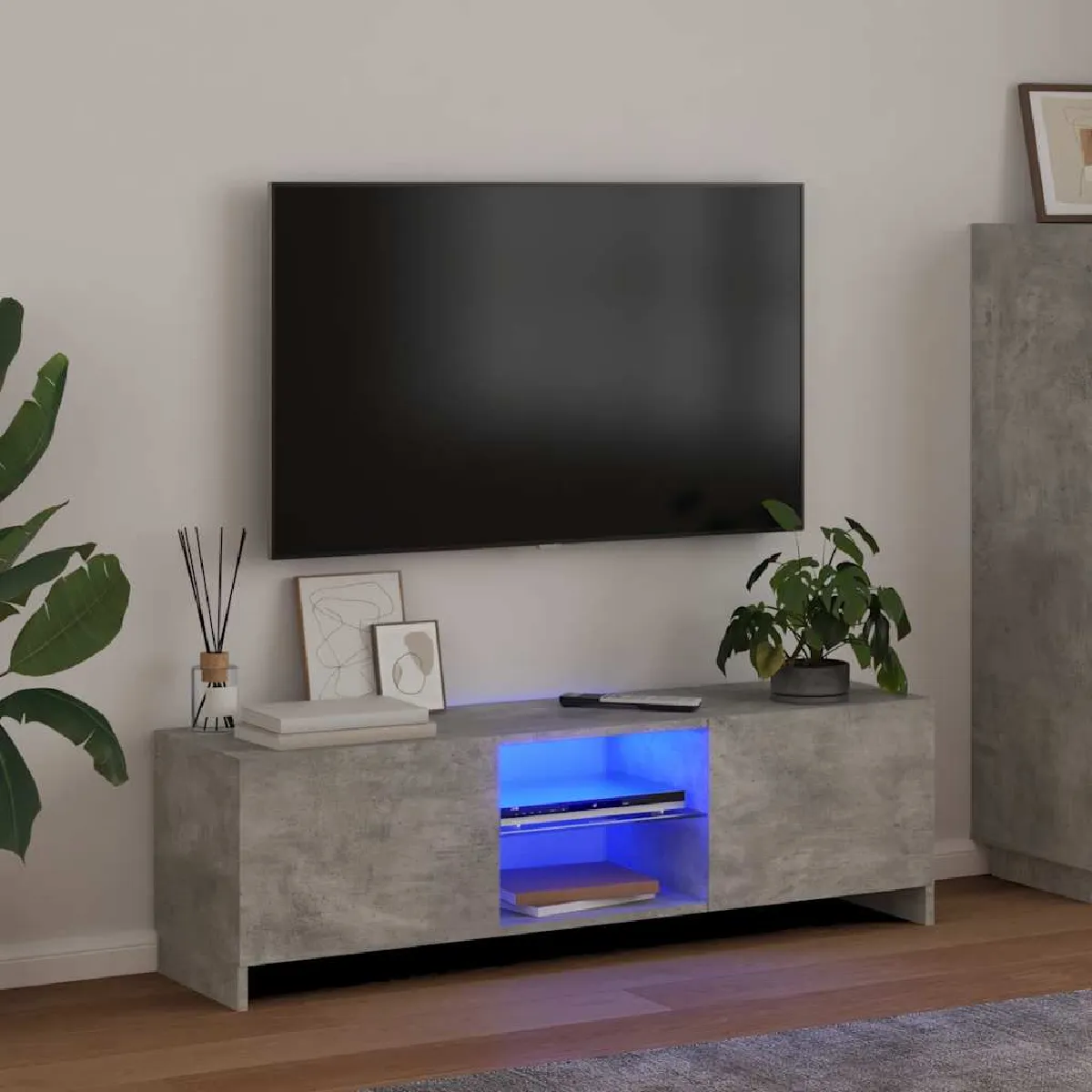 Vidaxl Meuble TV LED Gris Béton 120x30x35,5