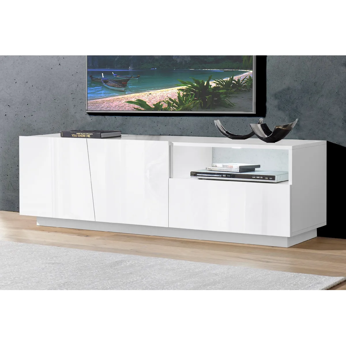Alter Meuble TV - Blanc brillant Alter Meuble TV - Blanc brillant