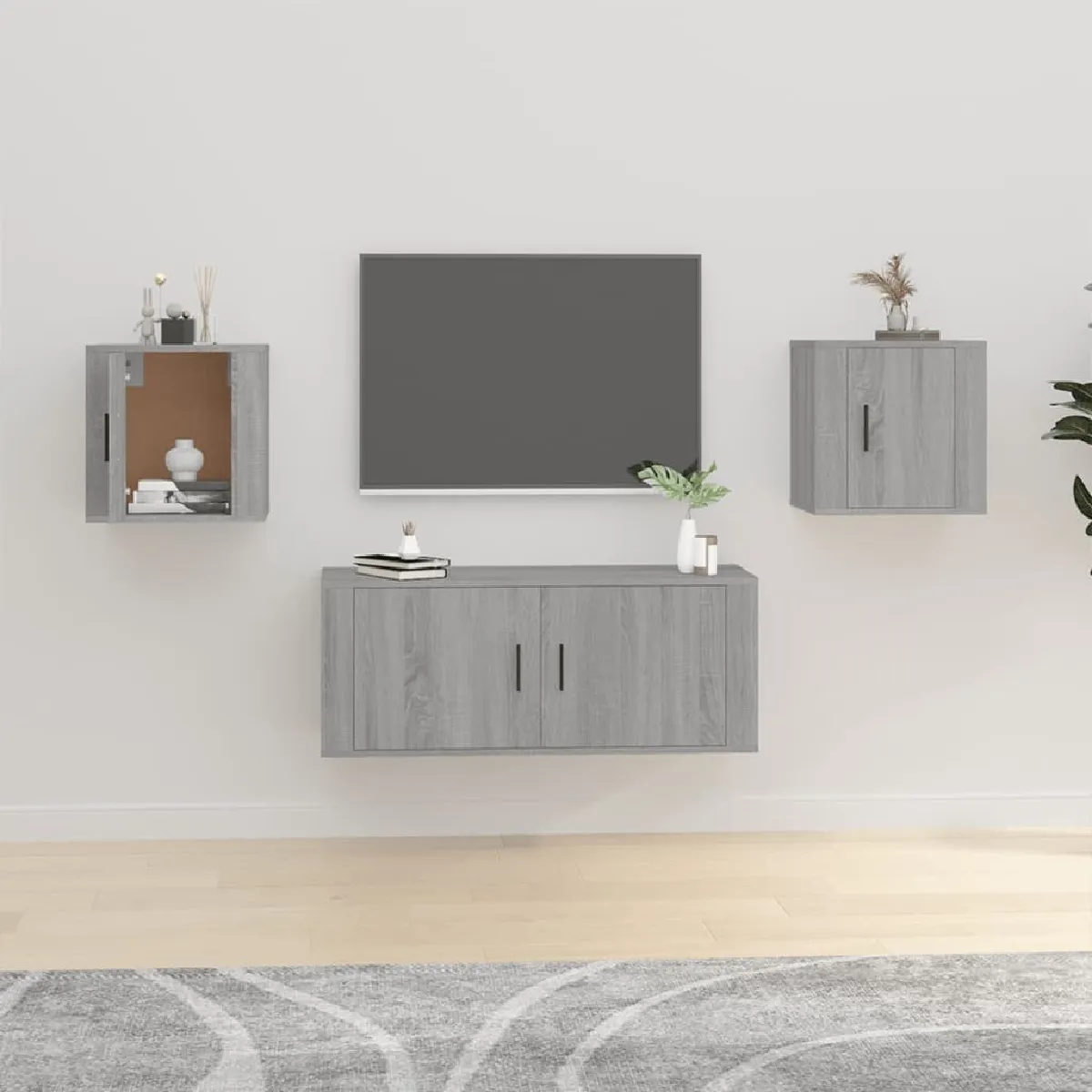 Vidaxl Gris Meubles Tv Muraux 2 Pcs Sonoma 40X34,5X40 Cm816653 - Image 2