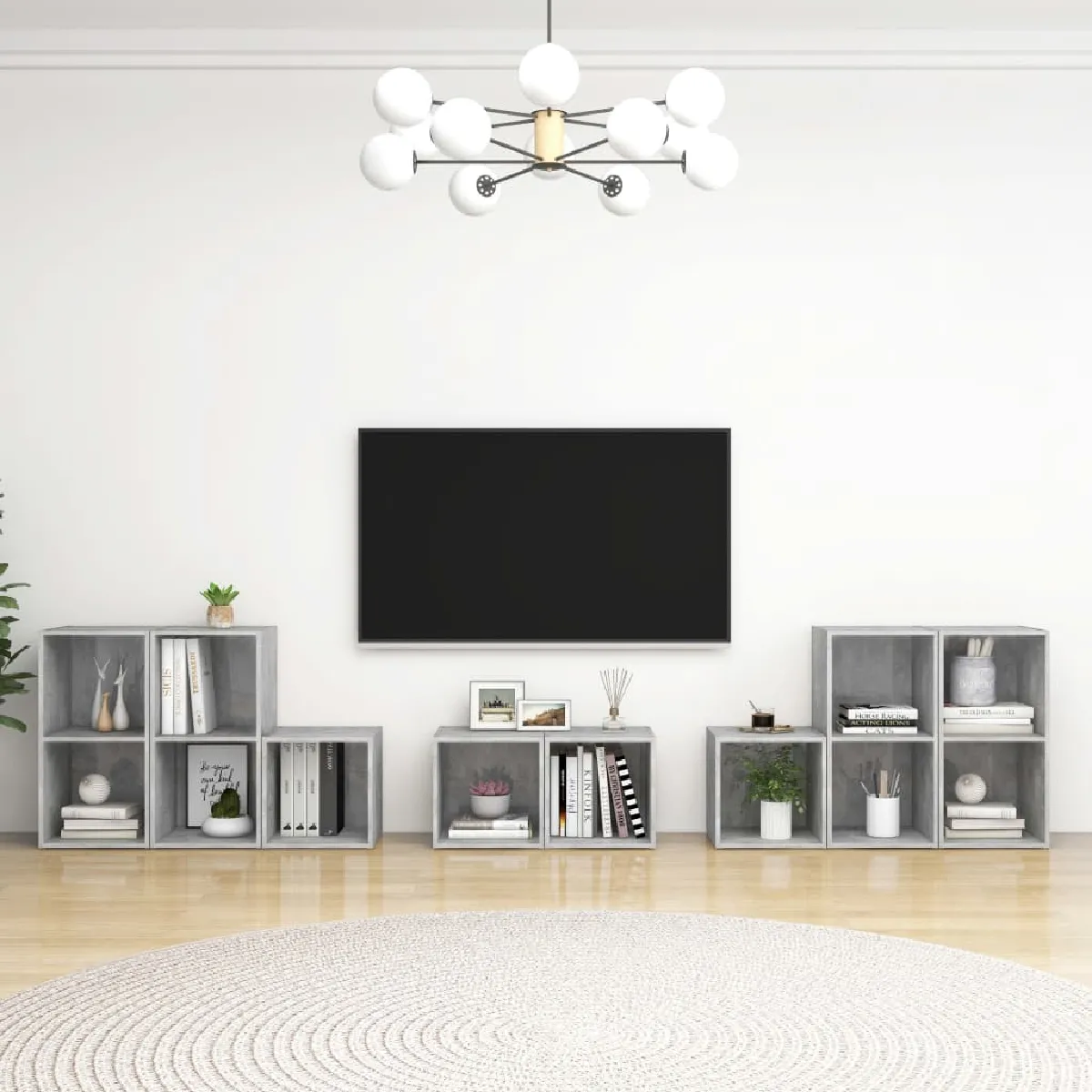 Vidaxl Gris Ensemble Meubles Tv 8 Pcs Béton