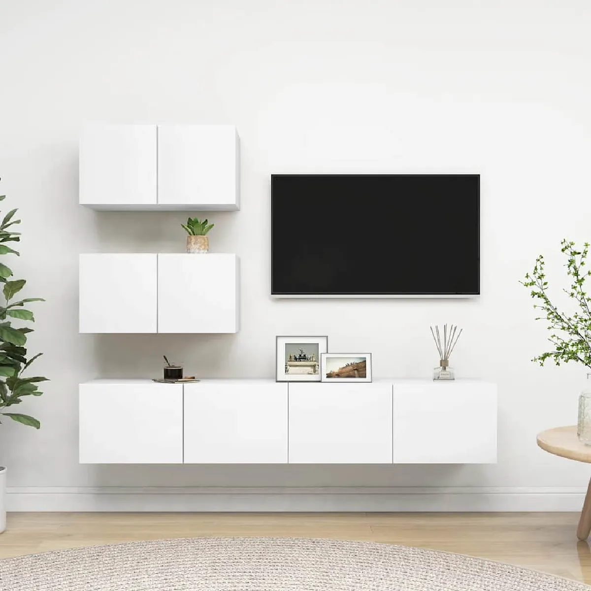 VIDAXL - Ensemble de meubles TV - Bois d'ingénierie - Blanc - 4 Pièces - Image 3