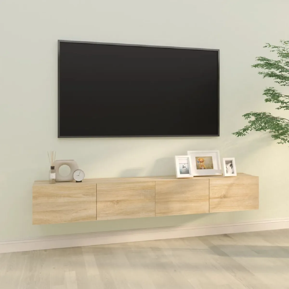 Non Communiqué Marron Meubles Tv Muraux 2Pcs Chêne Sonoma 100X30x30cm Bois Ingénierie - Image 2