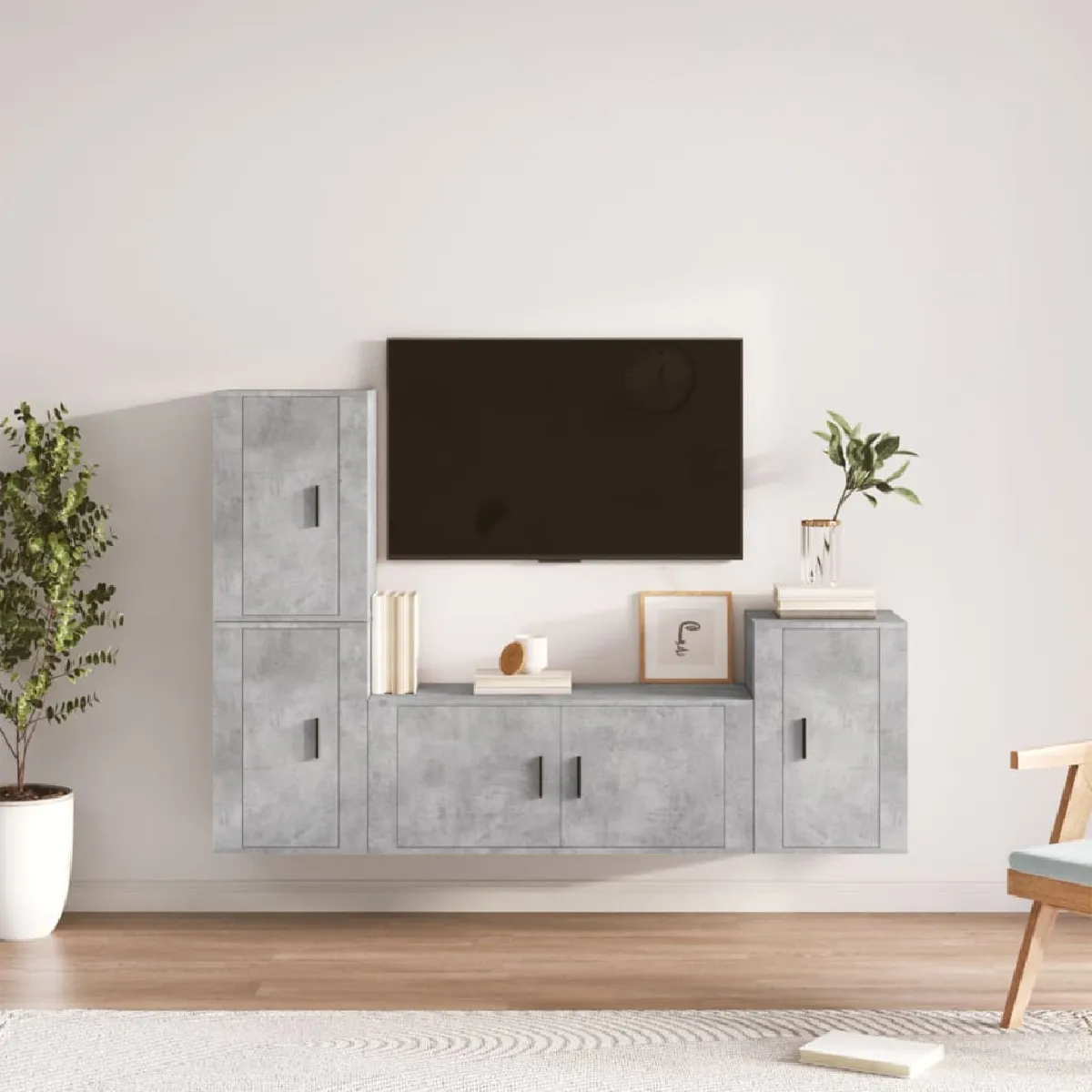 Vidaxl Gris Ensemble Meubles Tv 4 Pcs Béton