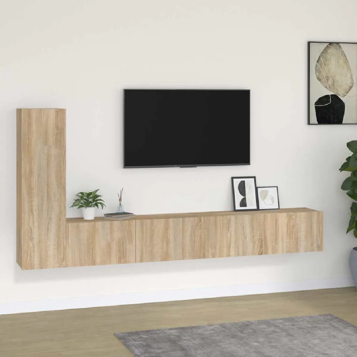 Non Communiqué Marron Vidaxl Ensemble De Meubles Tv 3 Pcs Chêne Sonoma Bois D'ingénierie3114320 - Image 3