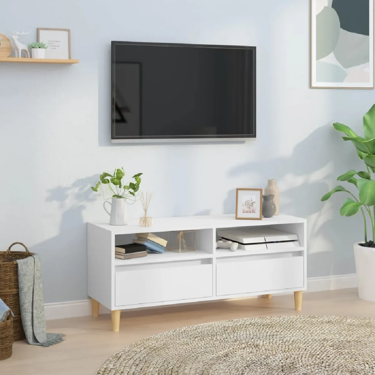 vidaXL Meuble TV Blanc