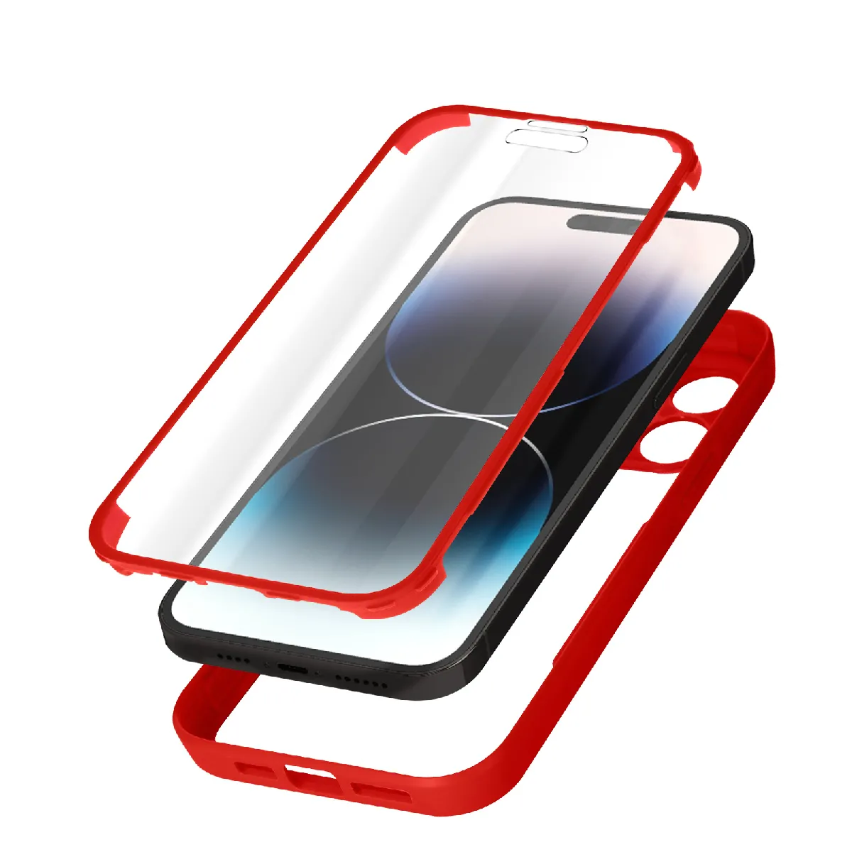 Avizar Rouge Coque Pour Iphone 14 Pro Max Dos Plexiglas Et Avant Polymère Contour
