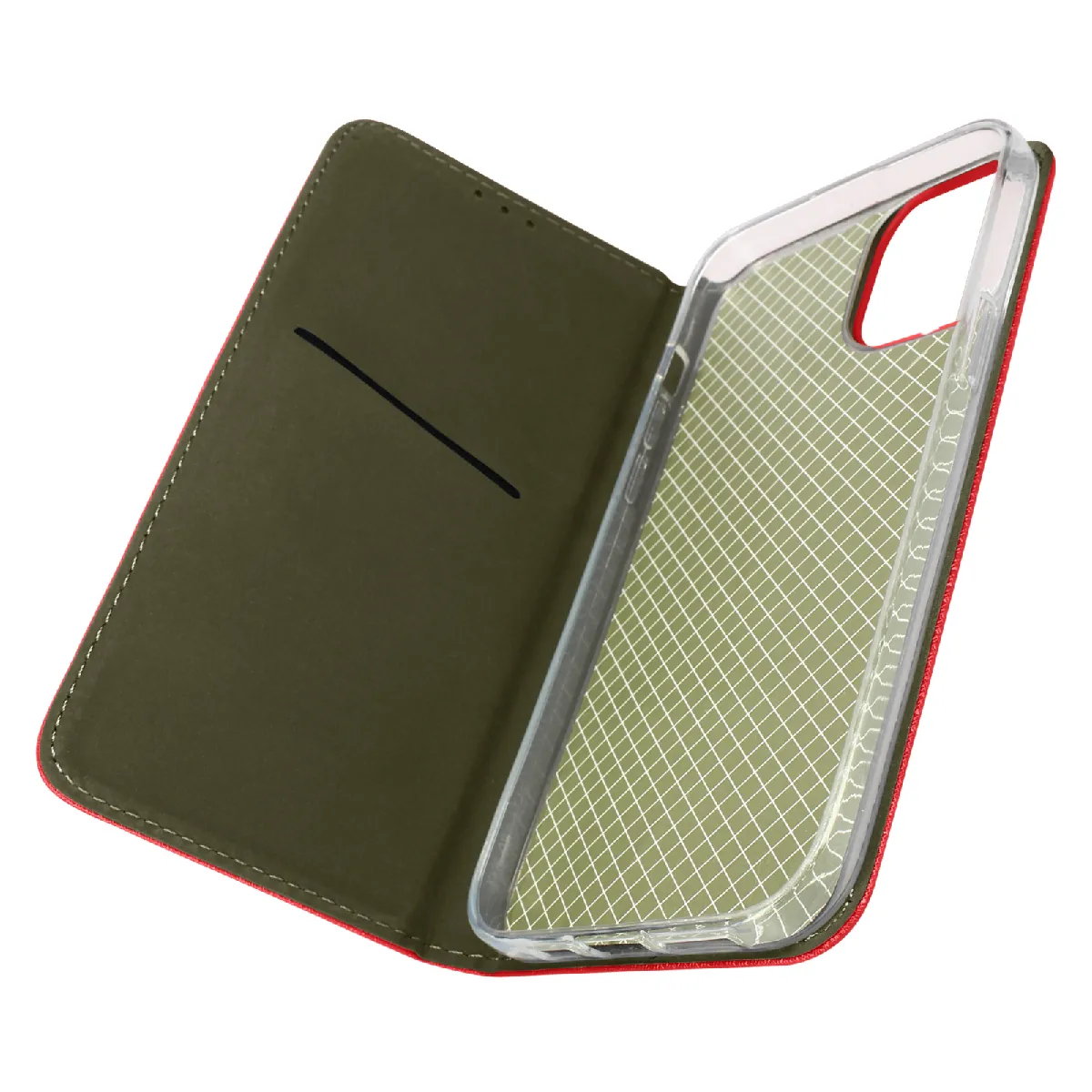 Avizar Rouge Étui Pour Iphone 14 Plus Clapet Magnétique Porte-Carte Fonction Support