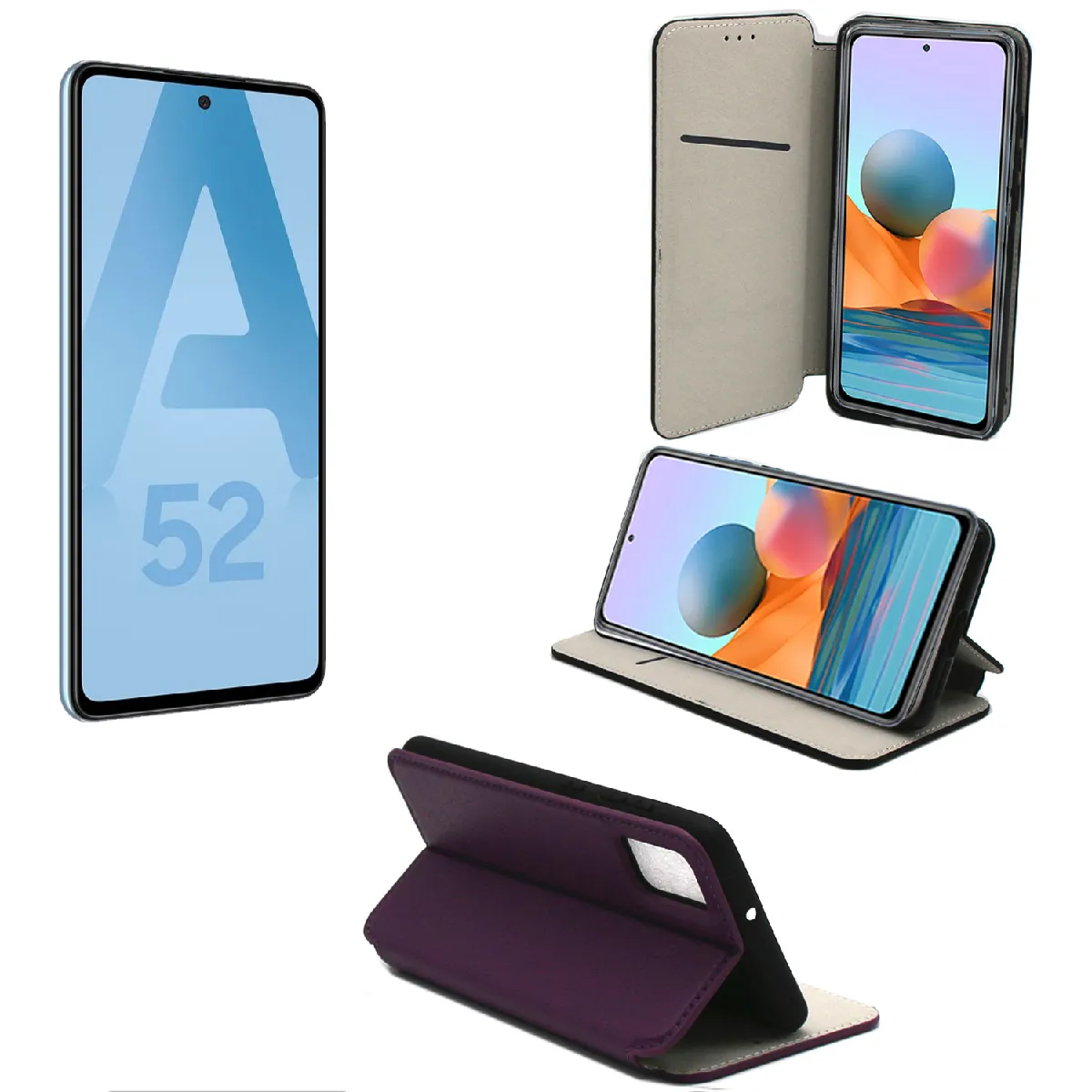 Xeptio Violet Housse Porte-Cartes Samsung Galaxy A52 4G / A52 5G