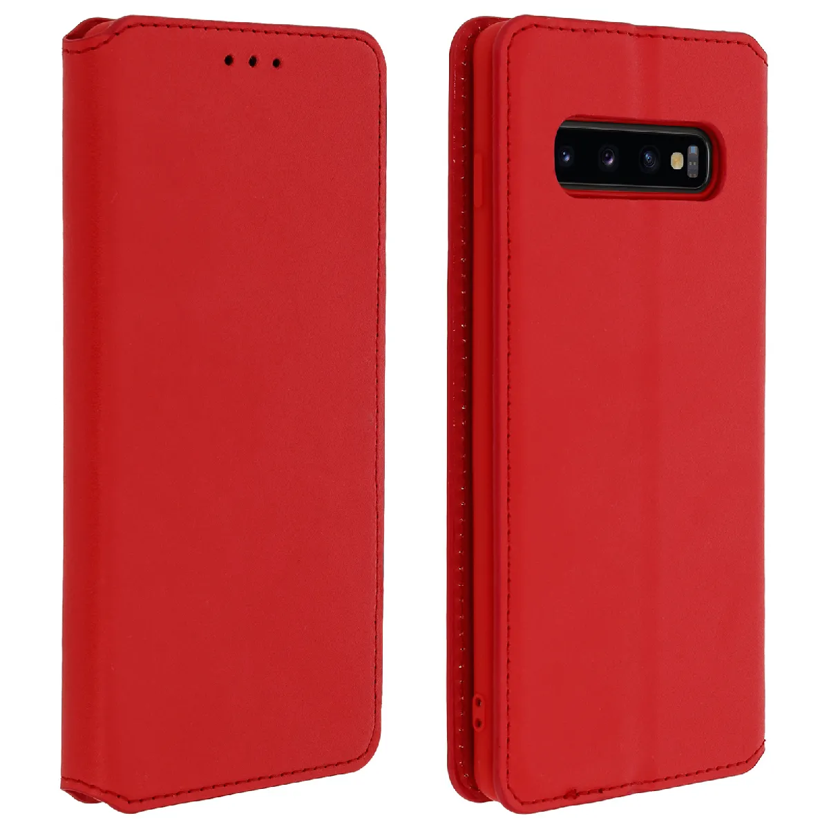 Avizar Rouge Housse Pour Samsung Galaxy S10 Étui Folio Porte-Carte Fonction Stand