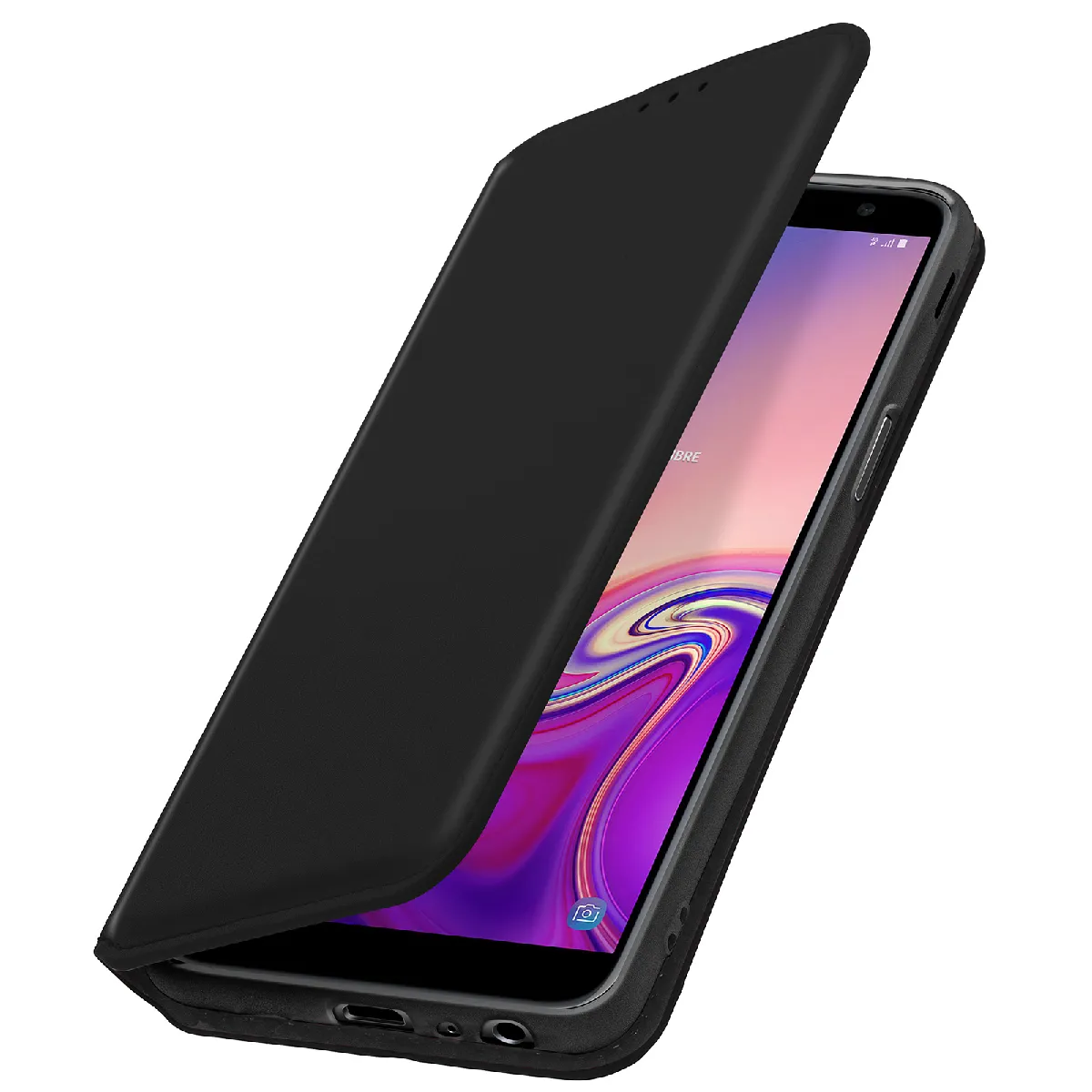 Avizar Noir Housse Pour Samsung Galaxy J6 Plus Étui Folio Portefeuille Fonction Support