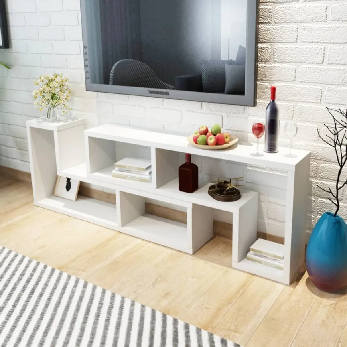 vidaXL Meuble TV double en L - Blanc