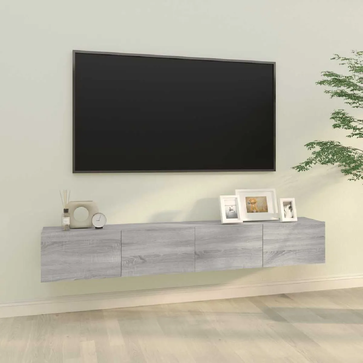 VIDAXL - Meuble TV Mural - Ensemble 2 Pièces - Gris Sonoma - 100x30x30 cm - Image 2