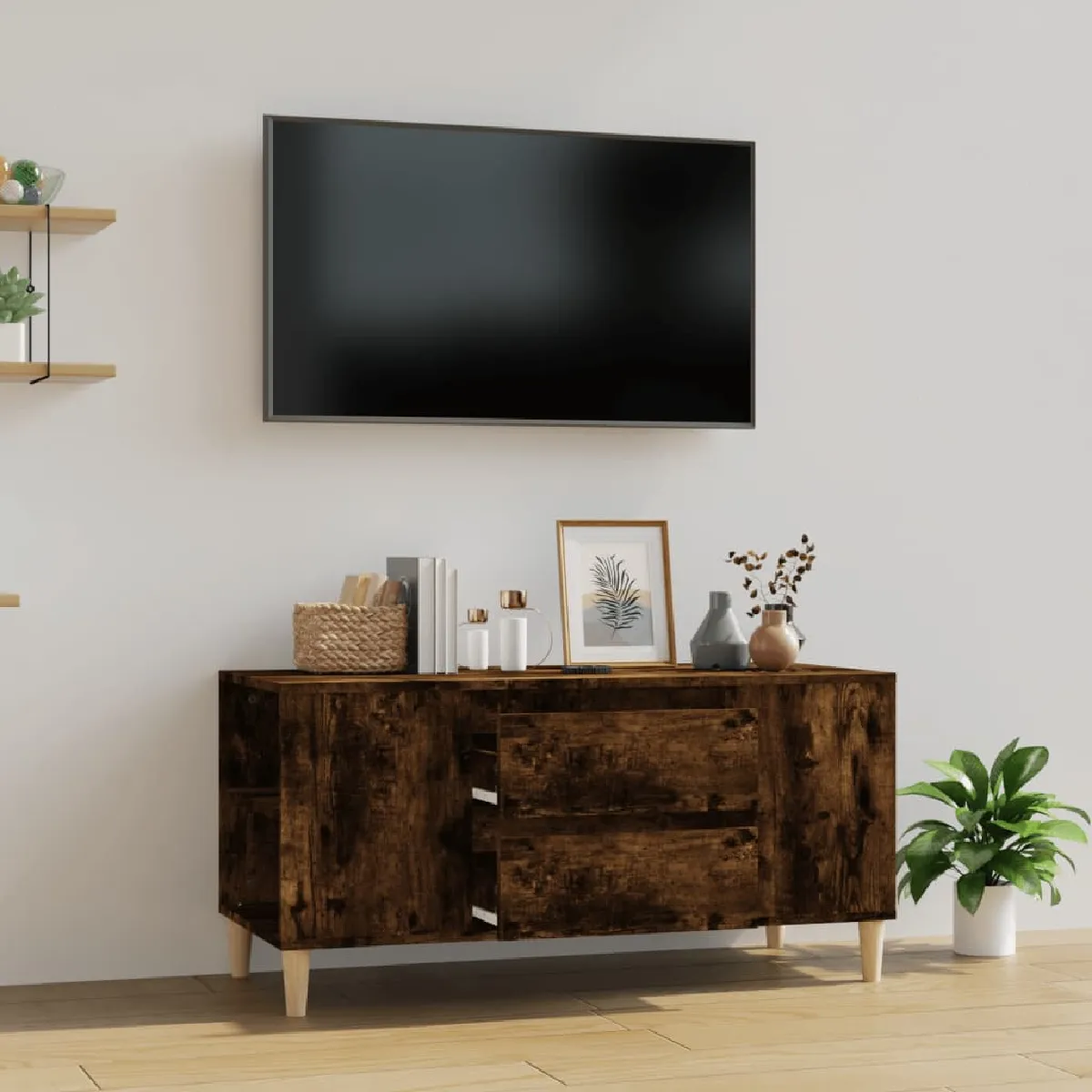 vidaXL Meuble TV Chêne Fumé - vue 10