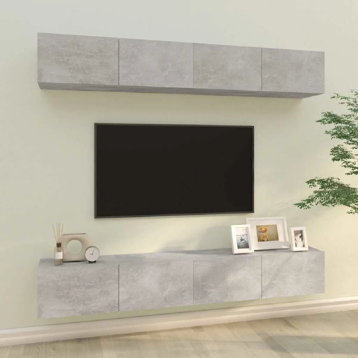Non Communiqué Gris Vidaxl Meubles Tv Muraux 4 Pcs Béton 100X30x30 Cm3114193 - Image 3